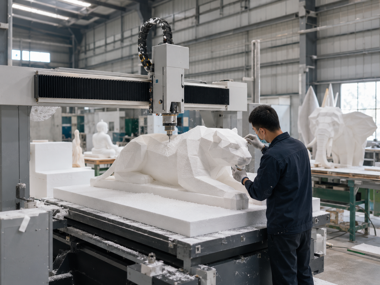 CNC foam carving and detail refinement